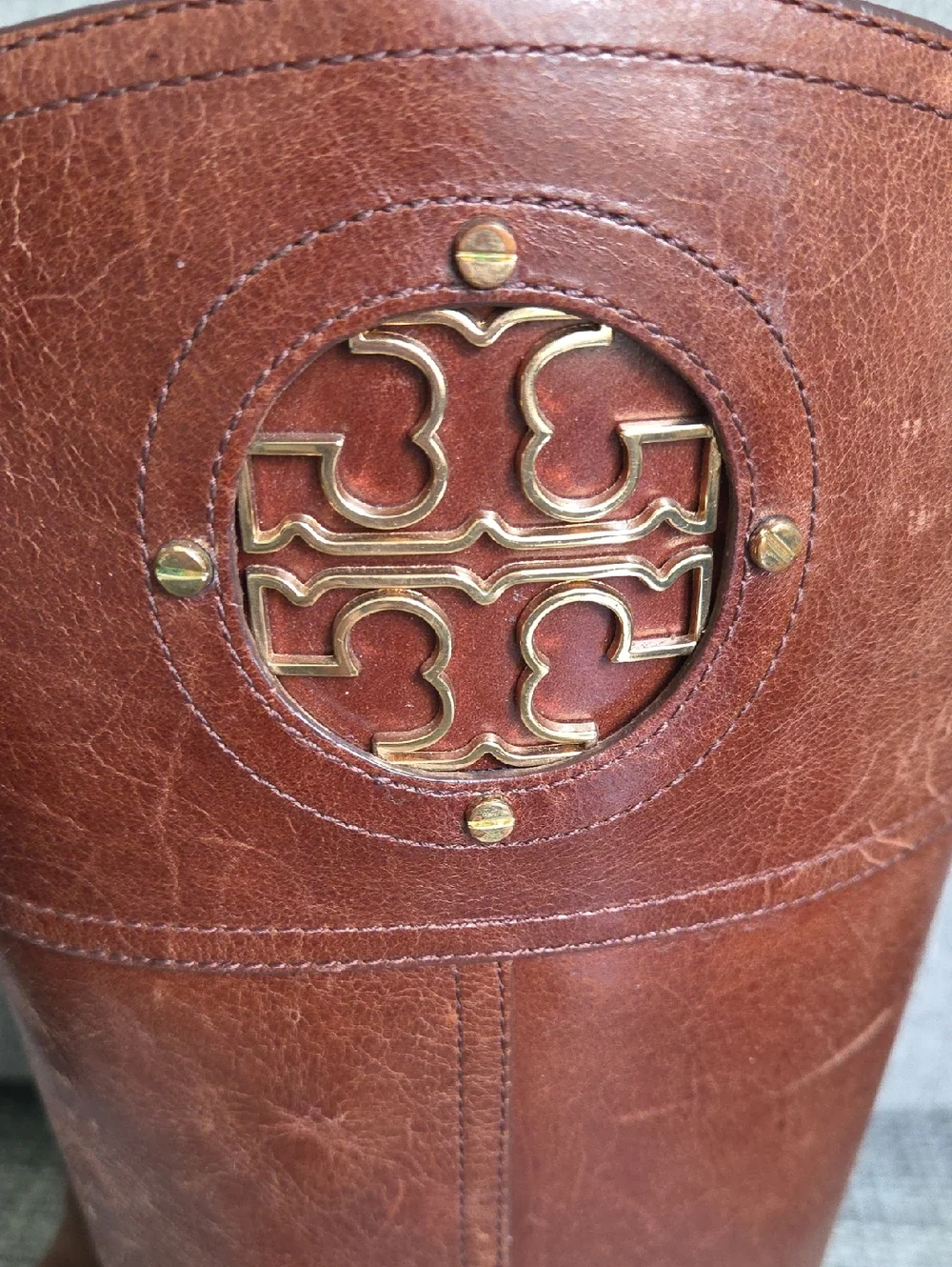 Tory Burch Kiernan Brown Tumbled Leather Riding Boots Size 10